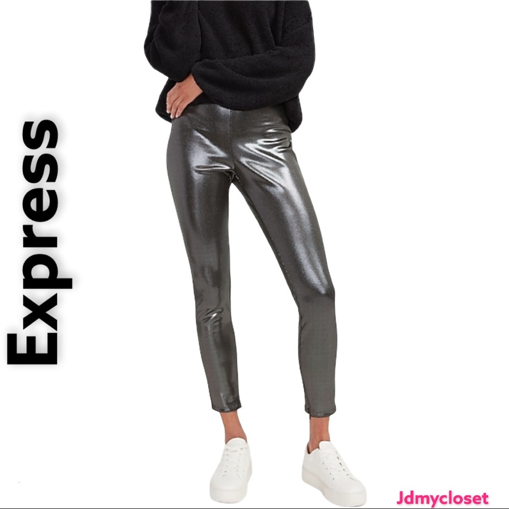 Express High Waisted Metallic Ankle Leggings.